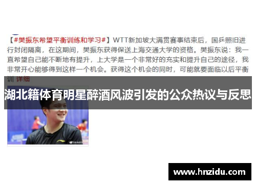湖北籍体育明星醉酒风波引发的公众热议与反思